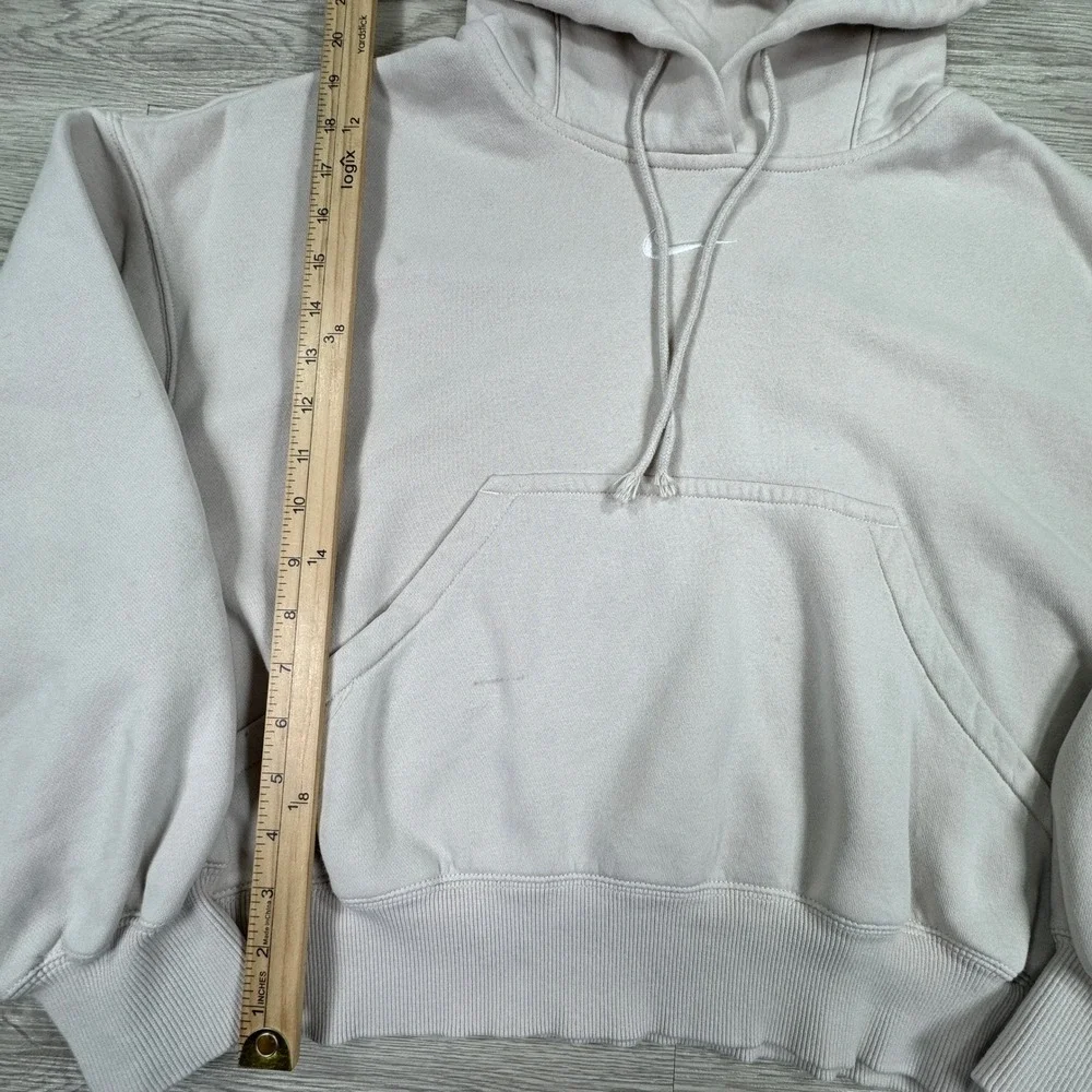 Nike Women's Hoodie Phoenix Fleece Oversized Cropped Tan Pink XXS Sportwear Y2K